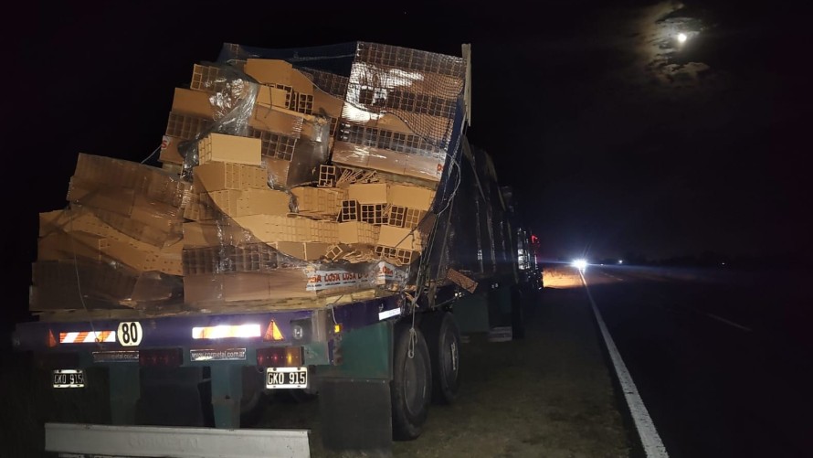 Un camión perdió su carga de ladrillos en Ruta 226