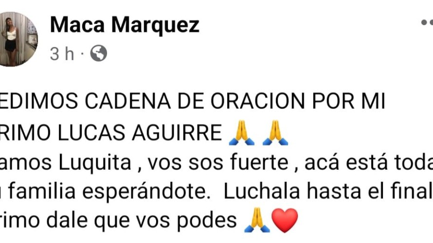 Cadena de oración para el ciclista accidentado anoche
