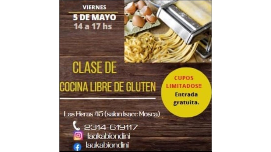 Clase de cocina libre de gluten se dictará hoy