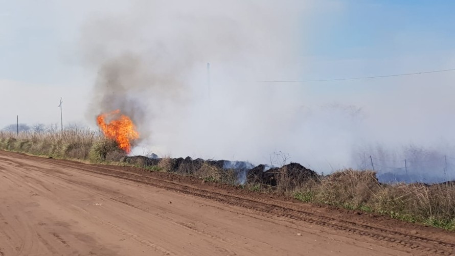 Importante incendio de pastizales en la bajada a Hale