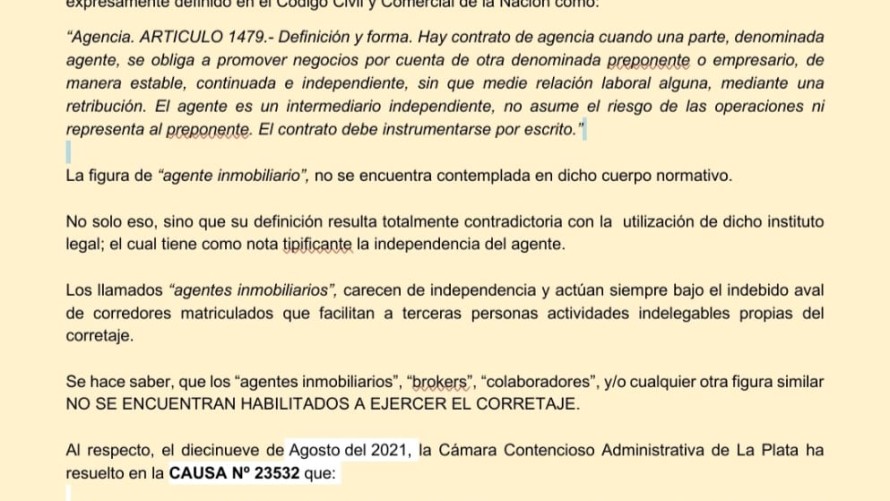 Comunicado del Colegio de Martilleros y Corredores Públicos de Azul