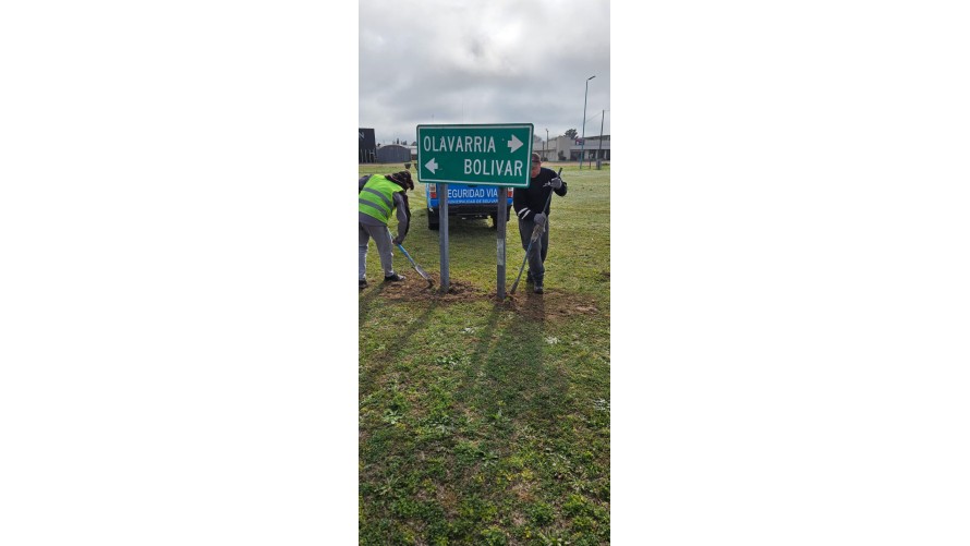 Repararon el cartel de Ruta 226 y Calfucurá