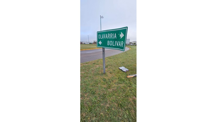 Repararon el cartel de Ruta 226 y Calfucurá