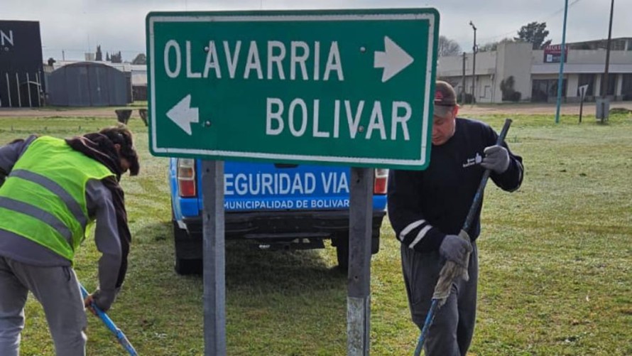 Repararon el cartel de Ruta 226 y Calfucurá
