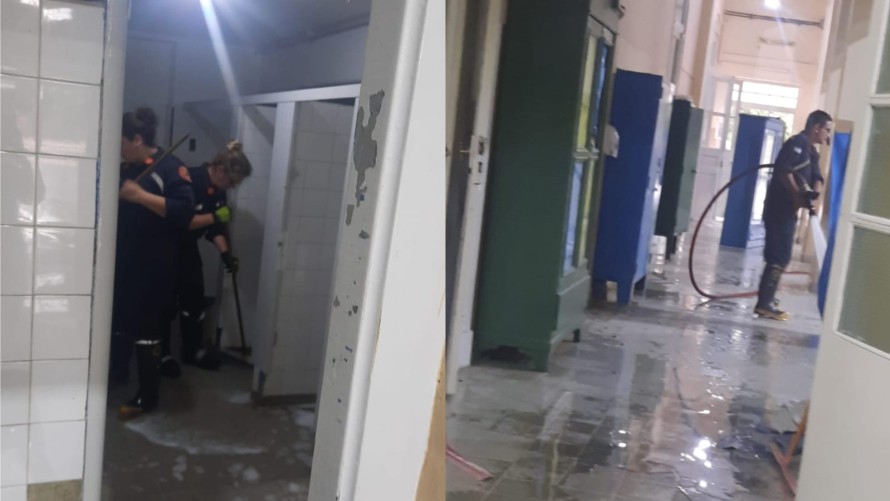 Bomberos Voluntarios colaboraron en la limpieza de la Escuela Nº1