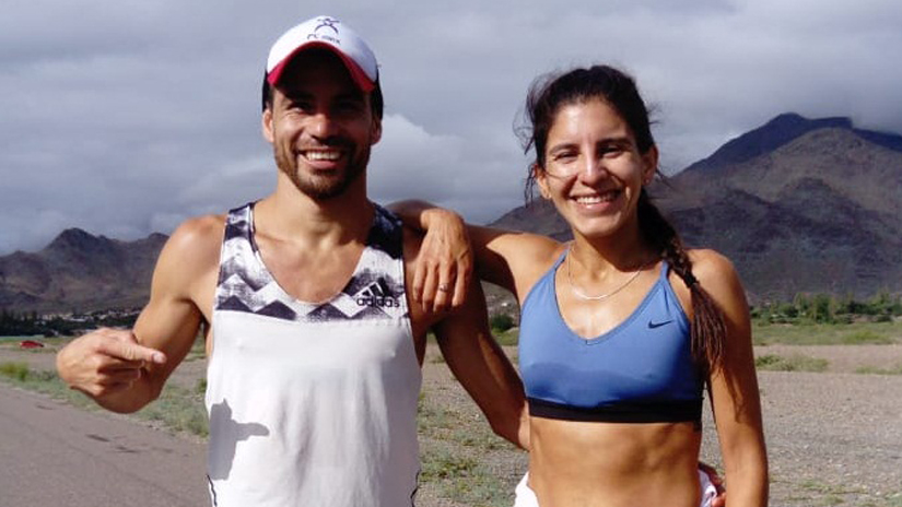 Joaquín Arbe y Daiana Ocampo, dos atletas de Elite con los que Lorena coincidió en Cachi.